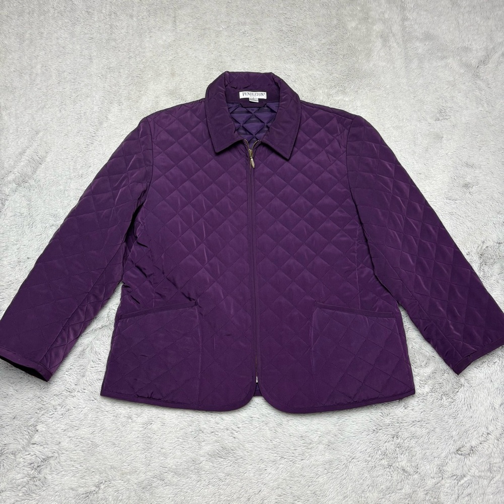 Vtg Pendleton Quilted Jacket Plum‎ Purple Womens Medium Petite